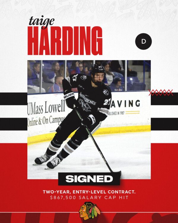 TAIGE HARDING SIGNS NHL DEAL WITH BLACKHAWKS