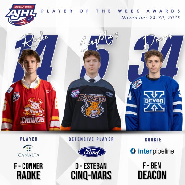 RADKE, CINQ-MARS AND DEACON NAMED AJHL WEEKLY AWARD WINNERS
