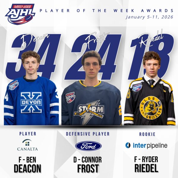 DEACON, FROST AND RIEDEL WIN AJHL WEEKLY AWARD HONOURS